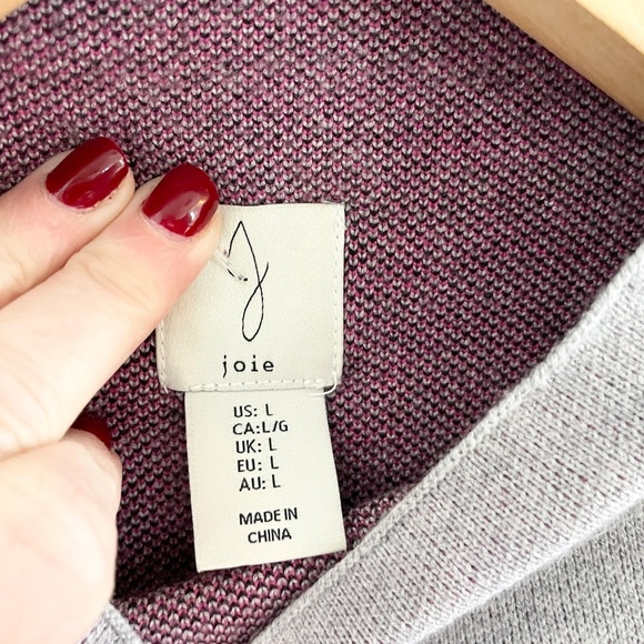Revolve x Joie Knit Sweater Fair Isle Designer Gray Pink Black High mock neck L - Picture 2 of 10